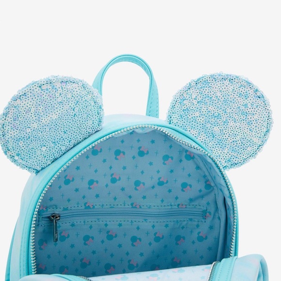 Loungefly Minnie Mouse sequins Bow mini backpack with matching wallet - Picture 7 of 7